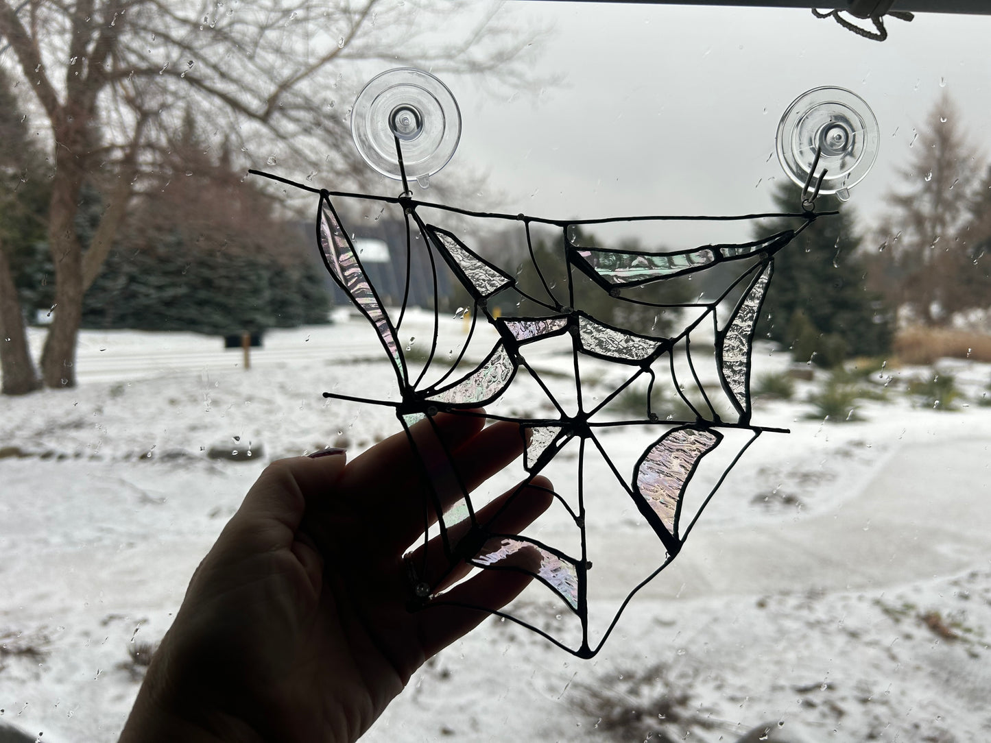 Handcrafted Stained Glass Heart – “Laced Shadow”