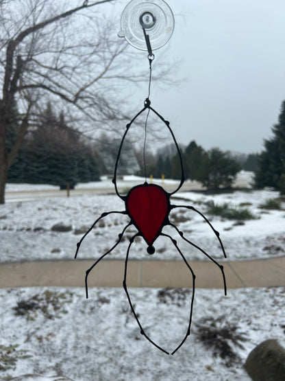 Handcrafted Stained Glass Spider “Ember Thread”