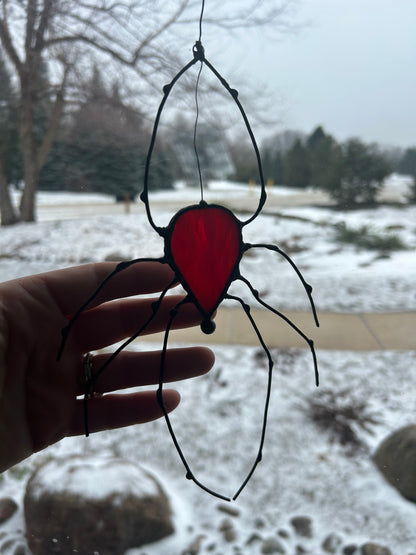 Handcrafted Stained Glass Spider “Ember Thread”