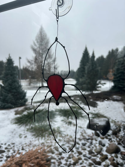 Handcrafted Stained Glass Spider “Ember Thread”